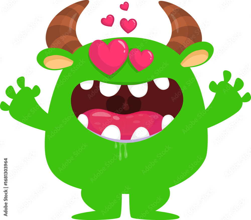 Fototapeta premium Cartoon funny monster character design with funny face expression. Halloween vector illustration