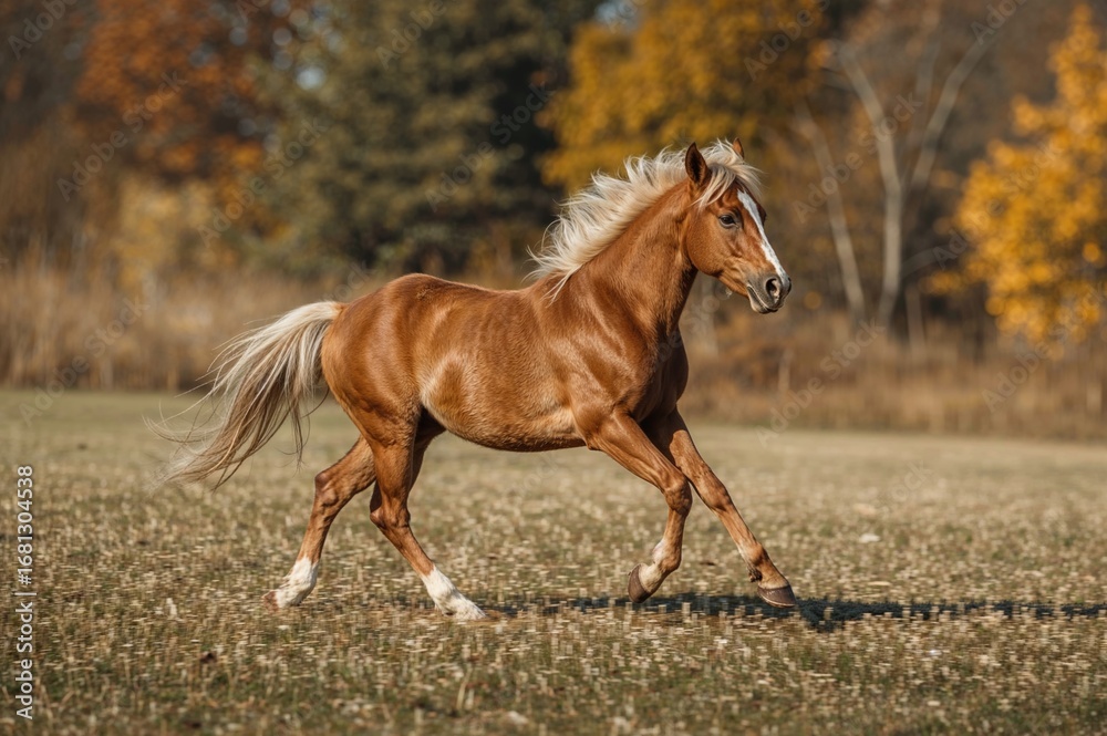 custom made wallpaper toronto digitalHappy young horse running through the field on a crisp fall morning