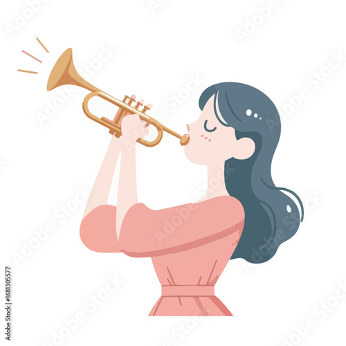 vector illustration of a person blowing a trumpet