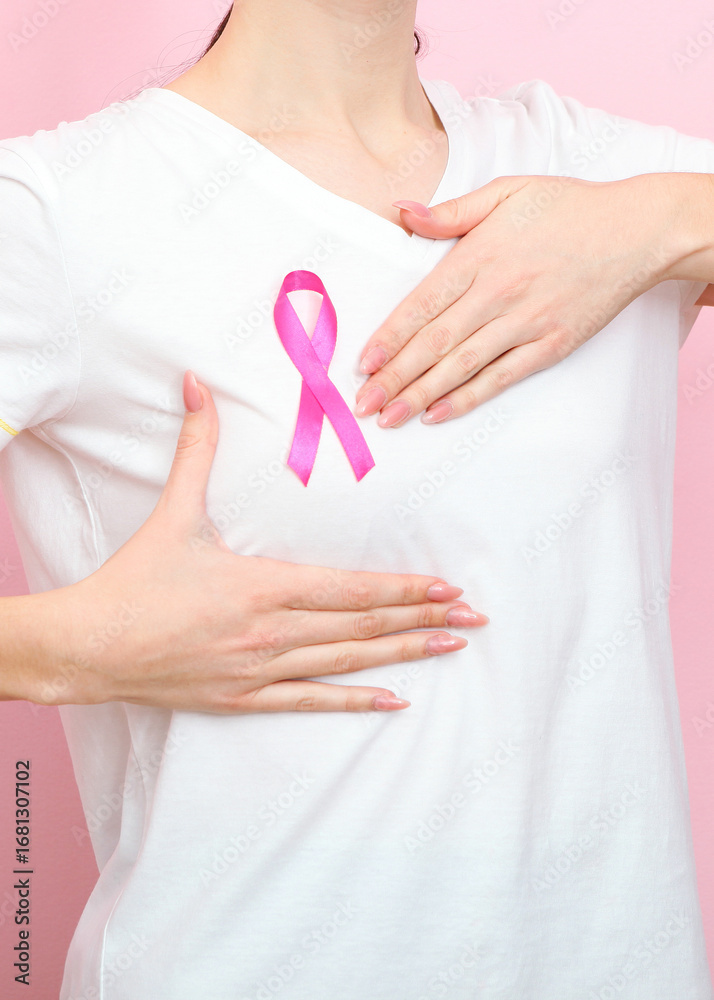 custom made wallpaper toronto digitalPink ribbon, the international symbol of breast cancer.. Vertical photo format