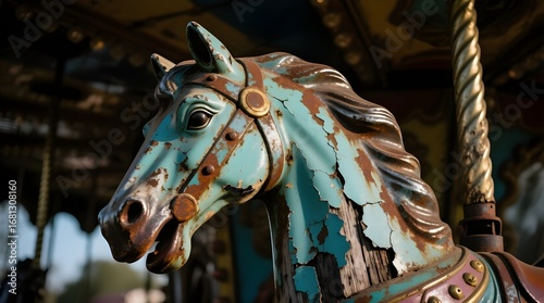 A Rusty and Peeling Carousel Horse