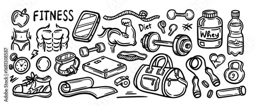 Hand drawn doodle vector set. Collection of cute hand drawn doodle.