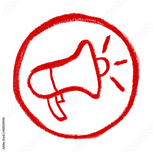 Megaphone In Circle Icon Crayon Chalk Drawing Doodle Vector