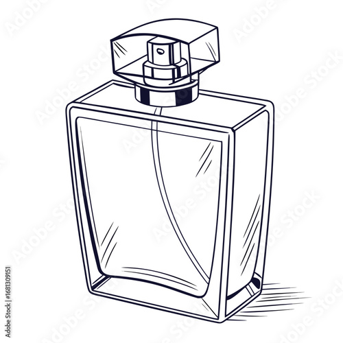 Vector art of elegant square perfume bottle with transparent cap