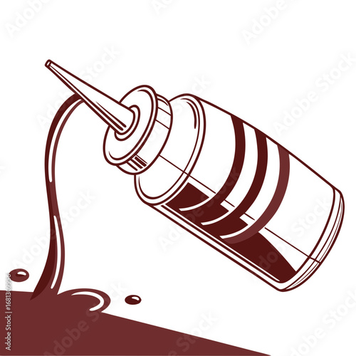 Vector art of squeeze bottle of sauce with dripping liquid