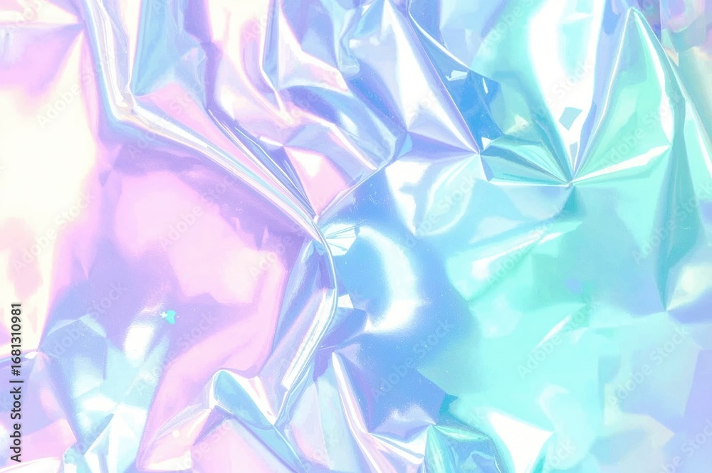 Fototapeta premium Colorful holographic foil design with pastel gradient background