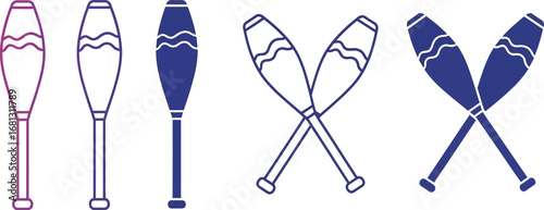 Juggling clubs illustration for circus performance and entertainment