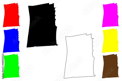 Mangaf city (State of Kuwait) map vector illustration, scribble sketch Al Mangaf map