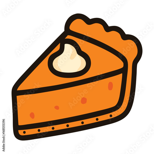 Slice of pumpkin pie topped with whipped cream, perfect for thanksgiving promotions, food blogs, recipes, fallthemed designs, and holiday menus.