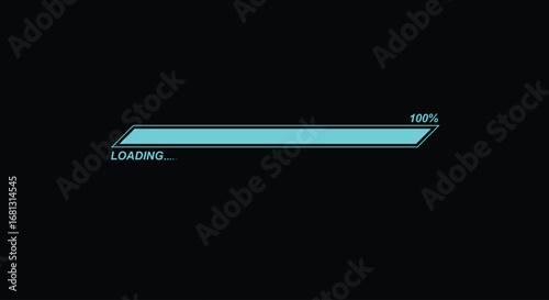 Minimal downloading progress bar isolated on black background