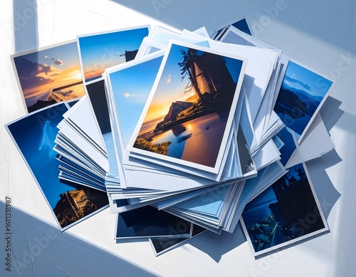 a pile of scattered photos seen from above