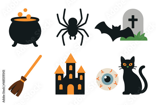 Neon farm icon set: barn, tractor, hay bale, cow, chicken, fence, pig, wheelbarrow