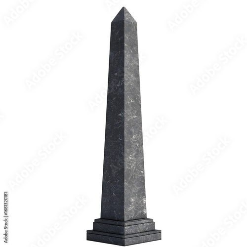 3D Render Grey Stone Obelisk Monument on Black Background