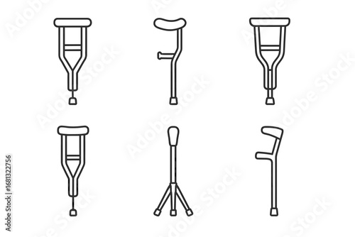 Collection of various crutch designs for mobility support