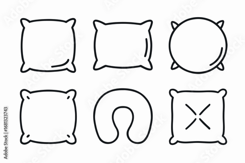 Variety of pillow shapes including square, round, and neck support designs