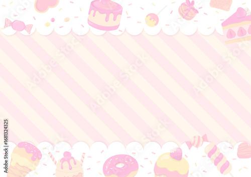 Pink and cream bakery with striped background