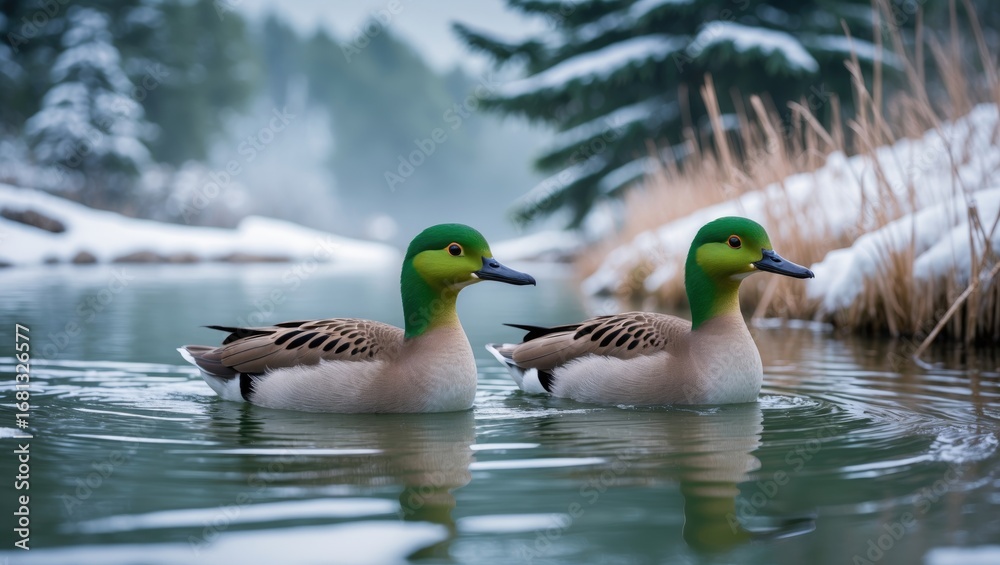 Obraz premium Pair of men using shovels while swimming in a pond