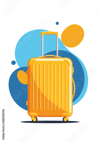 Vibrant yellow suitcase ready for exciting travel adventures and summer vacations