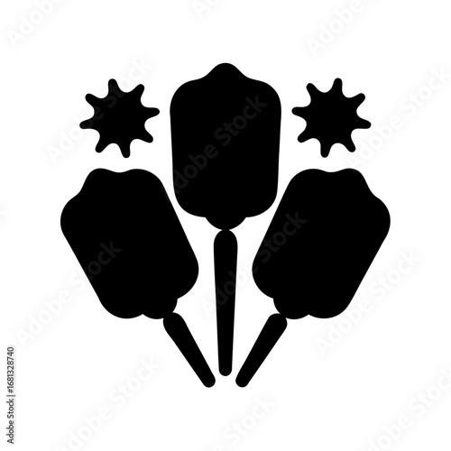 Silhouette of Sparkler Fireworks Icon - Black silhouette illustration of three handheld sparkler fireworks with glowing starbursts, symbolizing celebration, parties, and festive occasions.
