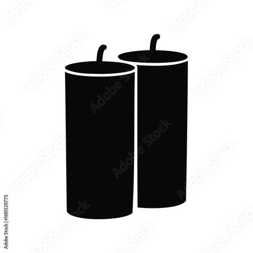 Silhouette of Firecrackers Icon - Black silhouette illustration of two cylindrical firecrackers with visible fuses at the top, representing fireworks, celebration, and festive explosives.
