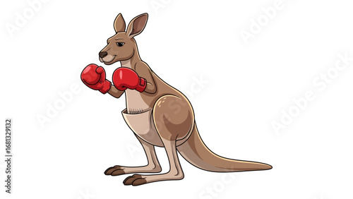 Kangaroo Boxer: A robust kangaroo, clad in boxing gloves, strikes a powerful stance, showcasing the strength and agility of the Australian wildlife. 
