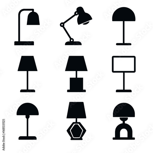 Adjustable shade pole lamps icon lamp table dome conical round modern vector