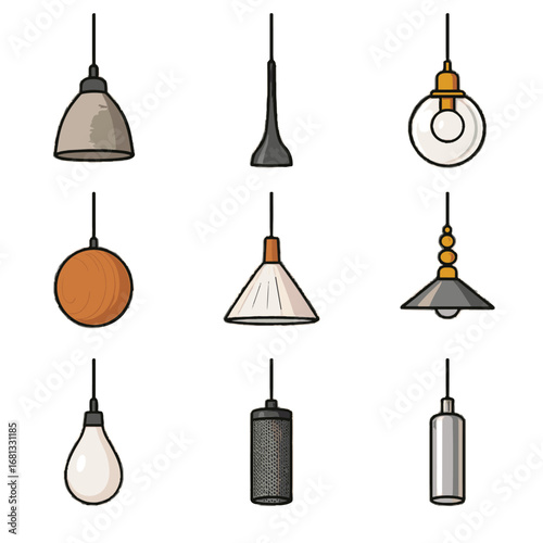 Fluted sphere pendant vector cylindrical textured finish icon detail collection drop light