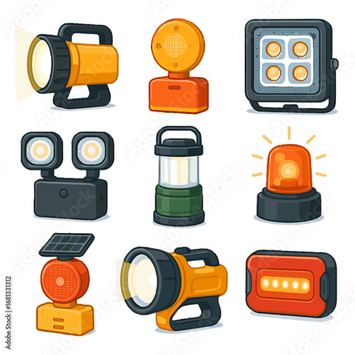 Emer icon floodlight vector strobe safety led lamp hazard roadside flashing