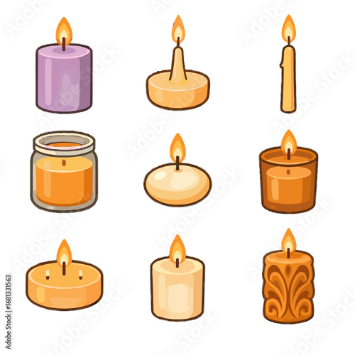 Icon decorative vector collection led carved flameless floating taper jar glow candle