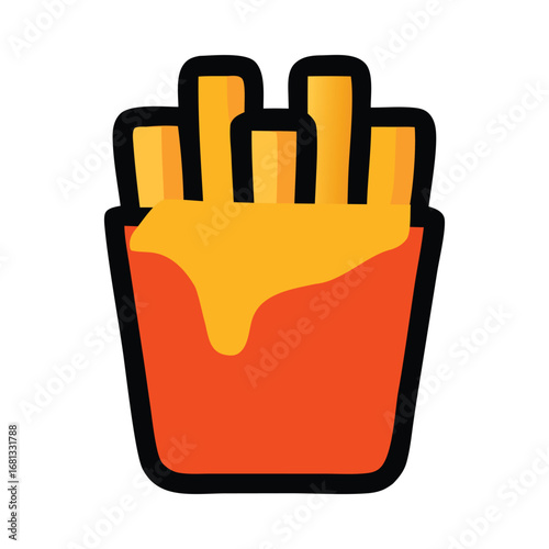 Delicious french fries in a container, perfect for food blogs, restaurant menus, fast food promotions, and social media posts.