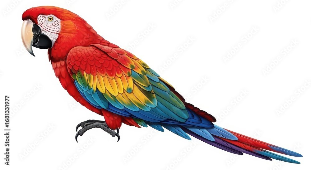 Fototapeta premium Scarlet Macaw Parrot Perched bird tropical bird