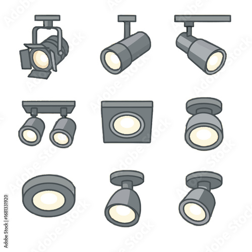 Spotlight ceiling vector living icon room kitchen display spotlights office retail