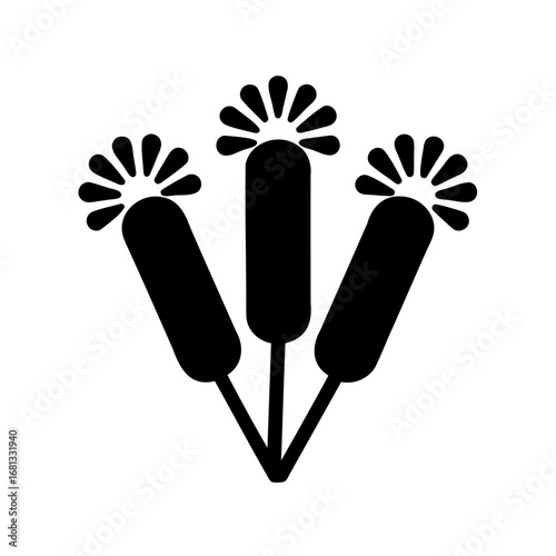 Silhouette of Three Firecrackers Icon - Black silhouette illustration of three firecrackers with sparks, symbolizing fireworks, celebration, parties, holidays, and festive traditions.
