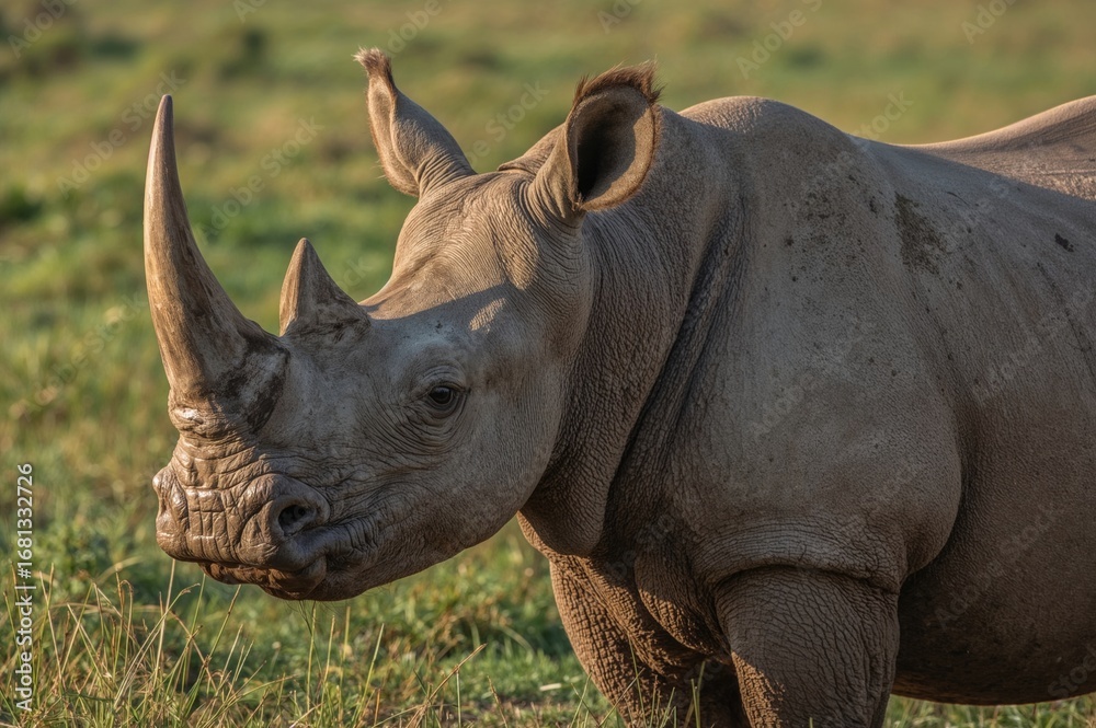 Obraz premium Large wild rhinoceros in natural habitat