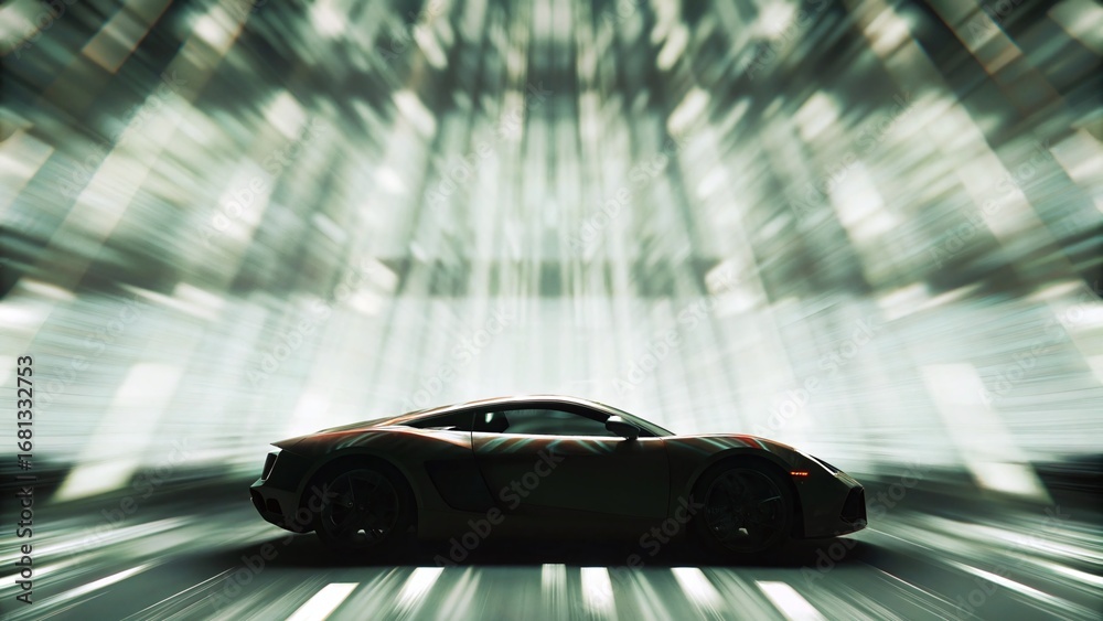 Fototapeta premium Car with Bokeh Motion Blur Background at Night