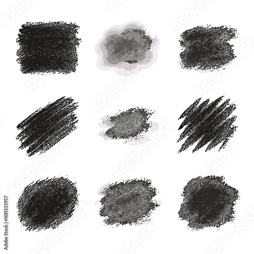 Smudge grainy vector charcoal spot smear dusty shading graphite icon dark vectors