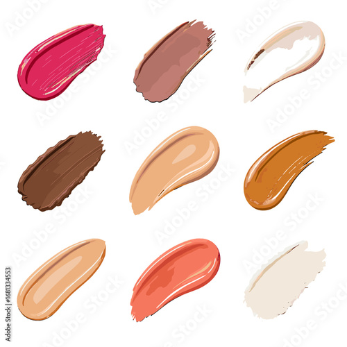 Streak swipe creamy makeup palette concealer translucent icon blend gloss smear vector