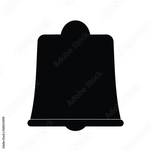 Silhouette of Bell Icon Illustration - Black silhouette illustration of a classic bell shape, symbolizing sound, alert, ringing, church, notifications, and festive decoration.
