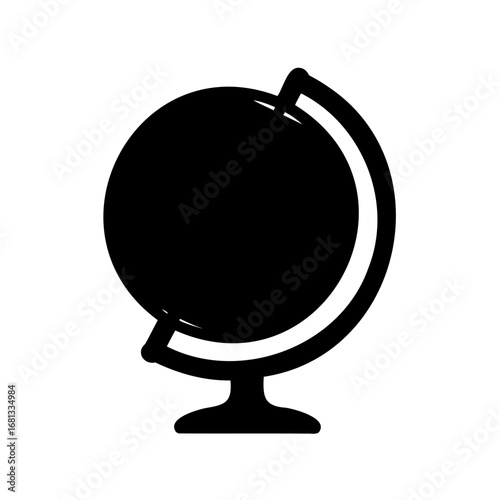 Black Silhouette Globe Icon on Stand
