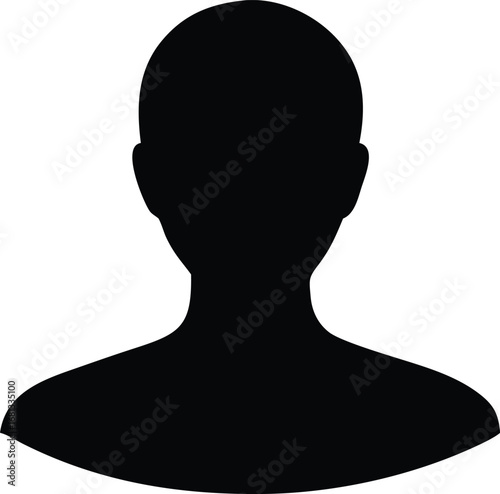 Silhouette headshot icon for user profile placeholder representing anonymous person