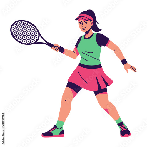 Dynamic Tennis Player: A vibrant illustration captures the focus and energy of a tennis player mid-swing, showcasing the dedication and thrill of the sport.