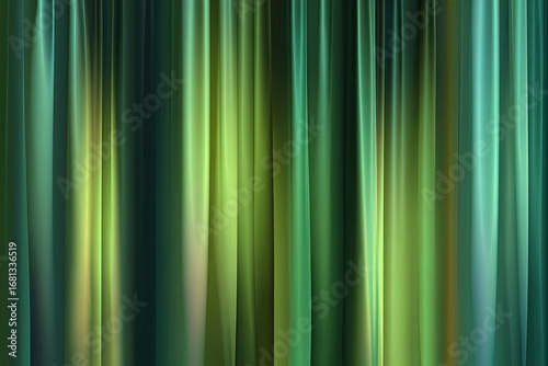Vertical drapes of gradient green and teal
