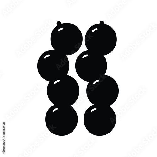Bead Strings Icon - Black silhouette icon of two vertical strings of round beads, symbolizing jewelry making, accessories, or decorative crafts.
