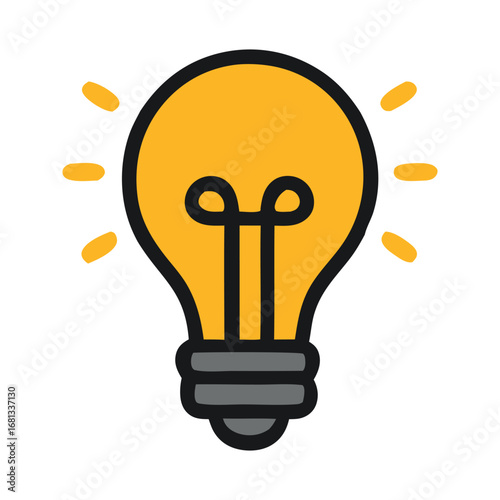 Wallpaper Mural Cartoonstyle drawing of a glowing lightbulb idea suitable for presentations, education materials, brainstorming sessions, and innovationthemed projects. Torontodigital.ca