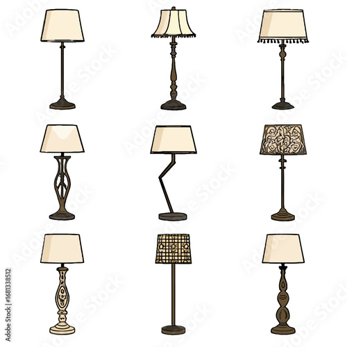Icon floor lamp mosaic elegant vector artistic handcrafted ornate decorative