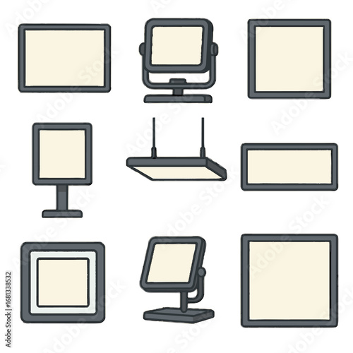 Panel icon compact portable light led grid frameless vector board
