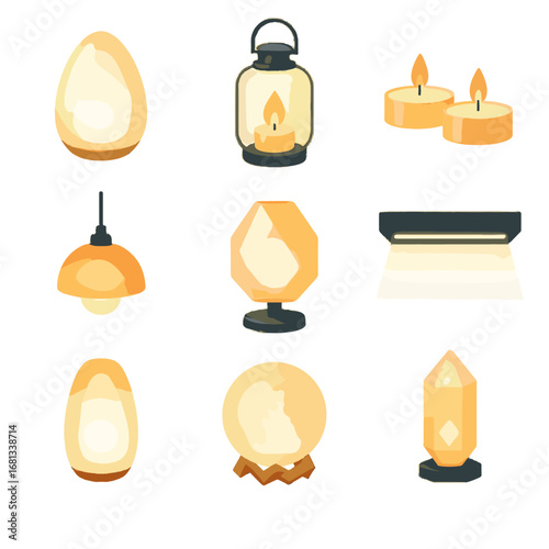Icon led glass lamp vector mood crystal collection tea floor lantern lighting