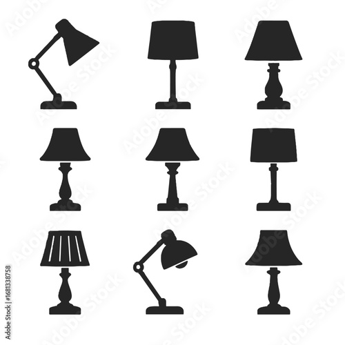 Pleated drum conical lamp spherical desk icon vector cylindrical bell shade