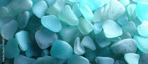 Colorful blue sea glass collection