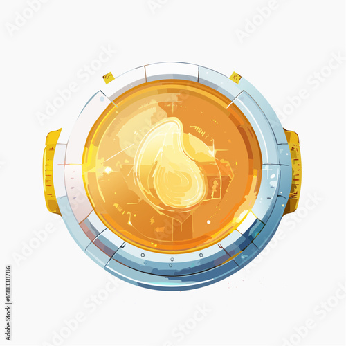 Futuristic Golden Circular Symbol with Glowing Center